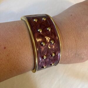 Reddish Brown Enameled Vintage Hinged Bracelet